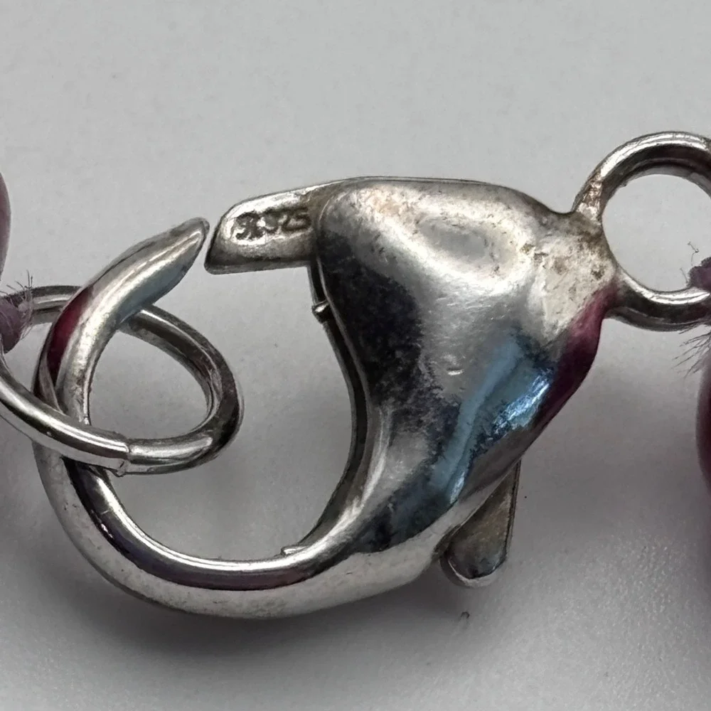 VTG Honora Ringed Pearl Necklace Sterling Clasp Multicolor Purple Berry Gray 18